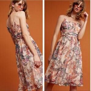 Anthropologie Maeve MacKenzie Dress Floral Babydoll Spaghetti Straps Women 6